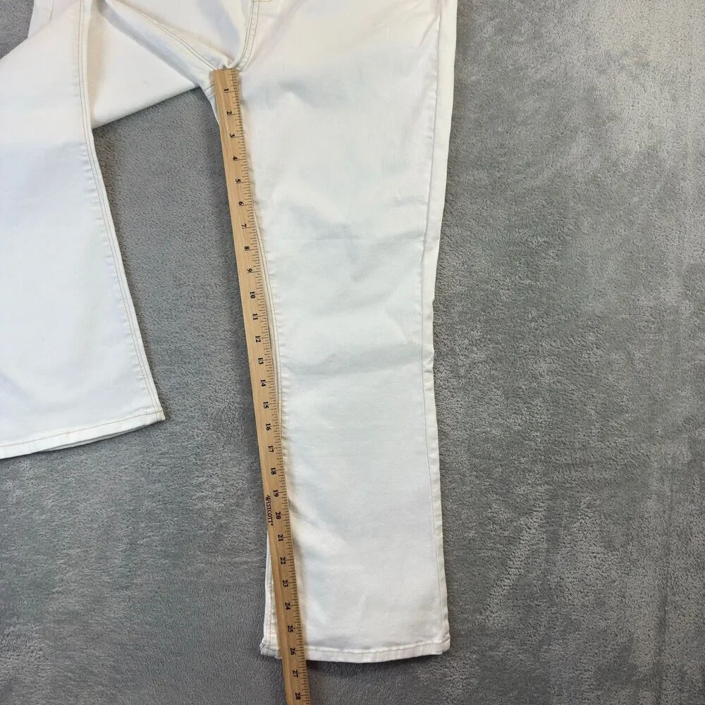 LOFT Jeans Pants Women 30/10 White The Kick Crop High Rise Regular Fit Flare NWT